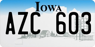 IA license plate AZC603