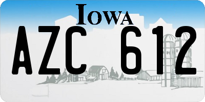 IA license plate AZC612