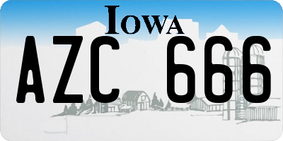 IA license plate AZC666