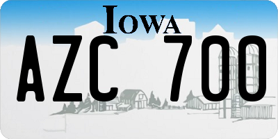 IA license plate AZC700