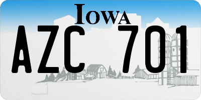IA license plate AZC701