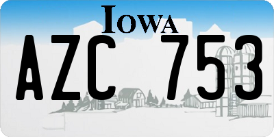 IA license plate AZC753