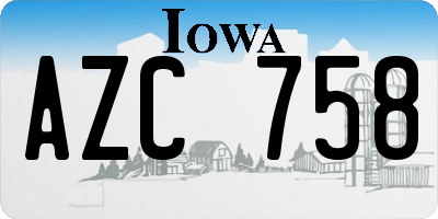 IA license plate AZC758