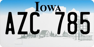 IA license plate AZC785