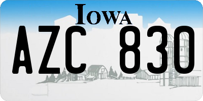 IA license plate AZC830