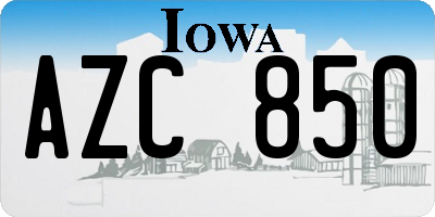 IA license plate AZC850
