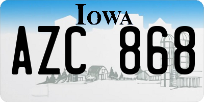 IA license plate AZC868