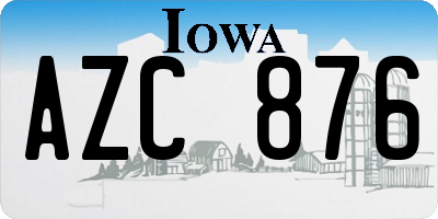 IA license plate AZC876