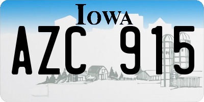 IA license plate AZC915