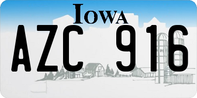 IA license plate AZC916