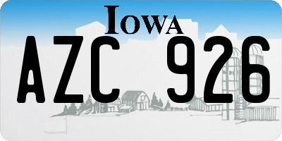 IA license plate AZC926
