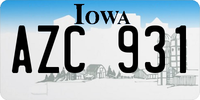 IA license plate AZC931