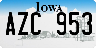IA license plate AZC953