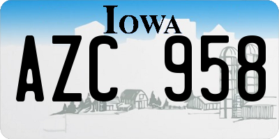IA license plate AZC958
