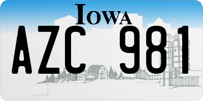 IA license plate AZC981