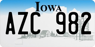 IA license plate AZC982