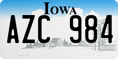 IA license plate AZC984