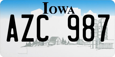 IA license plate AZC987