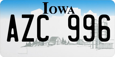 IA license plate AZC996