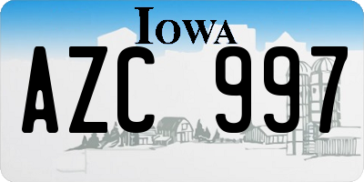 IA license plate AZC997