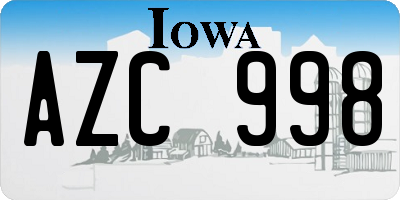 IA license plate AZC998