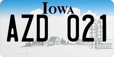 IA license plate AZD021