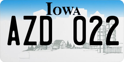 IA license plate AZD022