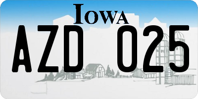 IA license plate AZD025