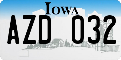 IA license plate AZD032