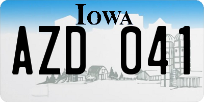 IA license plate AZD041