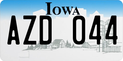IA license plate AZD044