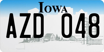 IA license plate AZD048