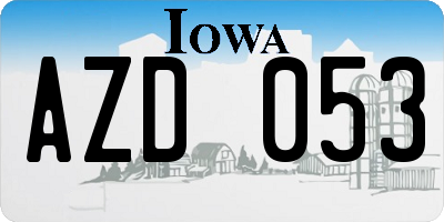IA license plate AZD053