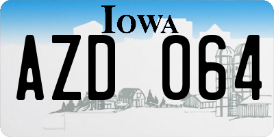 IA license plate AZD064