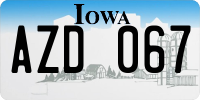 IA license plate AZD067