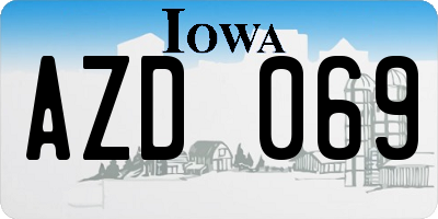 IA license plate AZD069