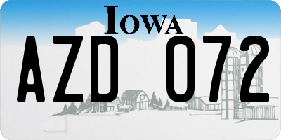 IA license plate AZD072