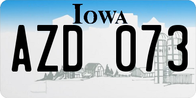 IA license plate AZD073