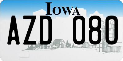 IA license plate AZD080
