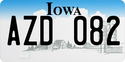 IA license plate AZD082