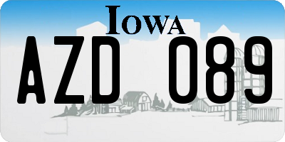 IA license plate AZD089