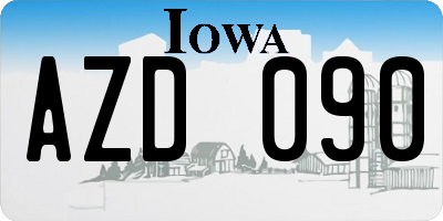 IA license plate AZD090