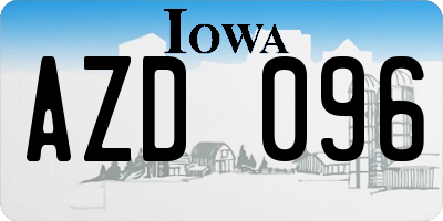 IA license plate AZD096