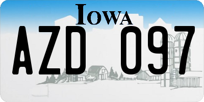 IA license plate AZD097