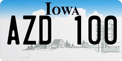 IA license plate AZD100