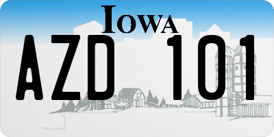 IA license plate AZD101