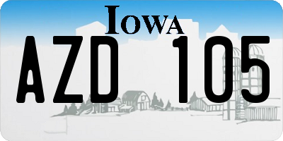 IA license plate AZD105