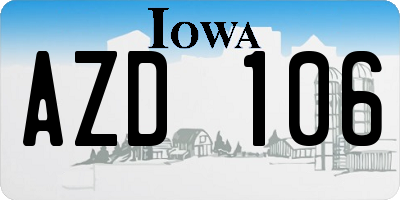 IA license plate AZD106