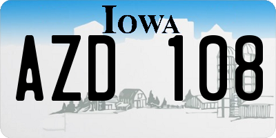IA license plate AZD108