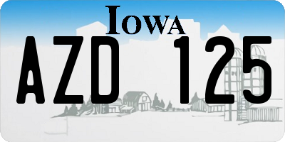 IA license plate AZD125